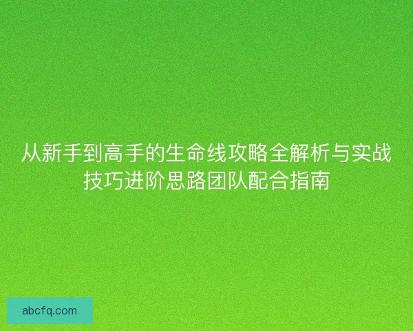从新手到高手的生命线攻略全解析与实战技巧进阶思路团队配合指南